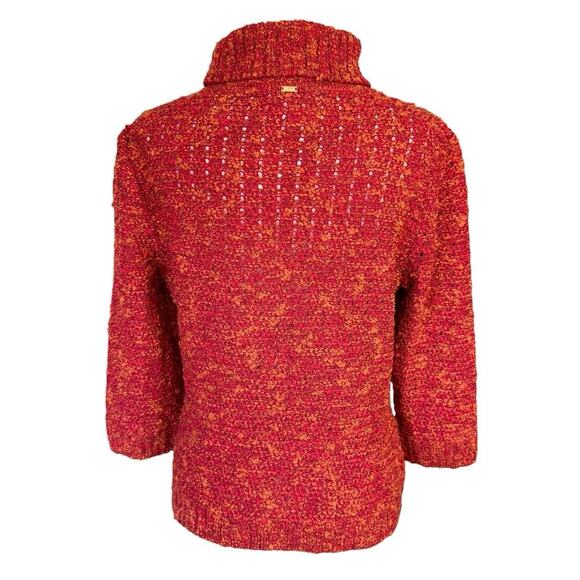 St John Sport Turtleneck Sweater Red M Chunky Knit 3/4 Sleeves Wool Blend Preppy - Picture 4 of 12